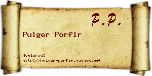 Pulger Porfir névjegykártya